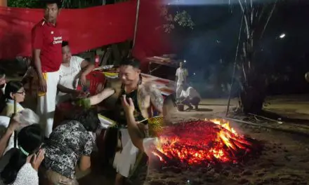 ชาวบัวใหญ่ จัดพิธีลุยไฟชำระล้างสิ่งชั่วร้ายก่อนถึงวันปีใหม่ไทย พร้อมแจกทาน