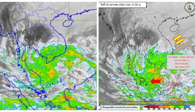 อุตุฯ เผย พายุปาบึกขึ้นฝั่ง ค่ำวันที่ 4 ม.ค. จะมีฝนหนักถึงหนักมาก