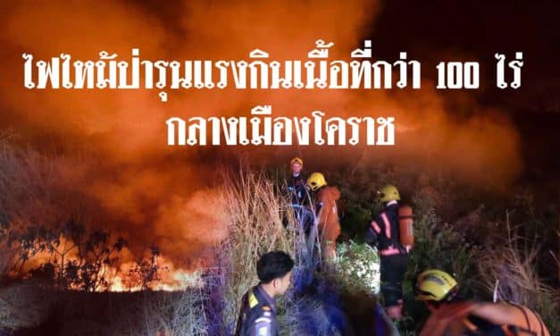 ไฟไหม้ป่ารุนแรงกินเนื้อที่กว่า 100 ไร่ กลางเมืองโคราช คาดสาเหตุเกิดจากฝีมือมนุษย์