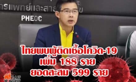 ไทยพบผู้ติดเชื้อโควิด-19 เพิ่ม 188 ราย ยอดสะสม 599 ราย