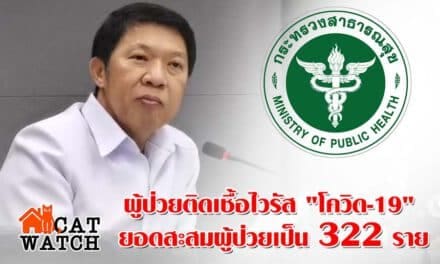กระทรวงสาธารณสุข พบผู้ป่วยติดเชื้อไวรัส “โควิด-19” ยอดสะสมผู้ป่วยทั้งหมดพุ่งขึ้นเป็น 322 ราย