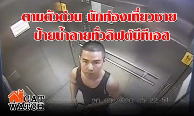 ตามตัวด่วน นักท่องเที่ยวชาย ป้ายน้ำลายทั่วลิฟต์บีทีเอส