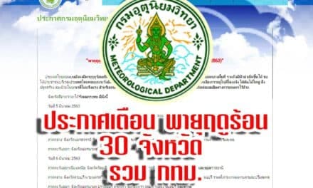 ประกาศอุตุฯ เตือน พายุฤดูร้อน 30 จังหวัด รวม กทม.