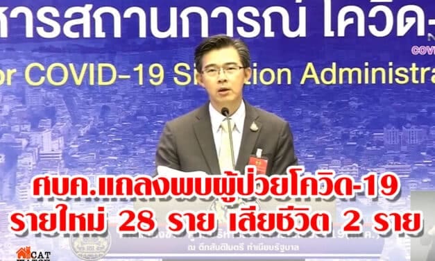 ศบค. แถลงพบผู้ป่วยโควิด-19 รายใหม่ 28 ราย เสียชีวิต 2 ราย