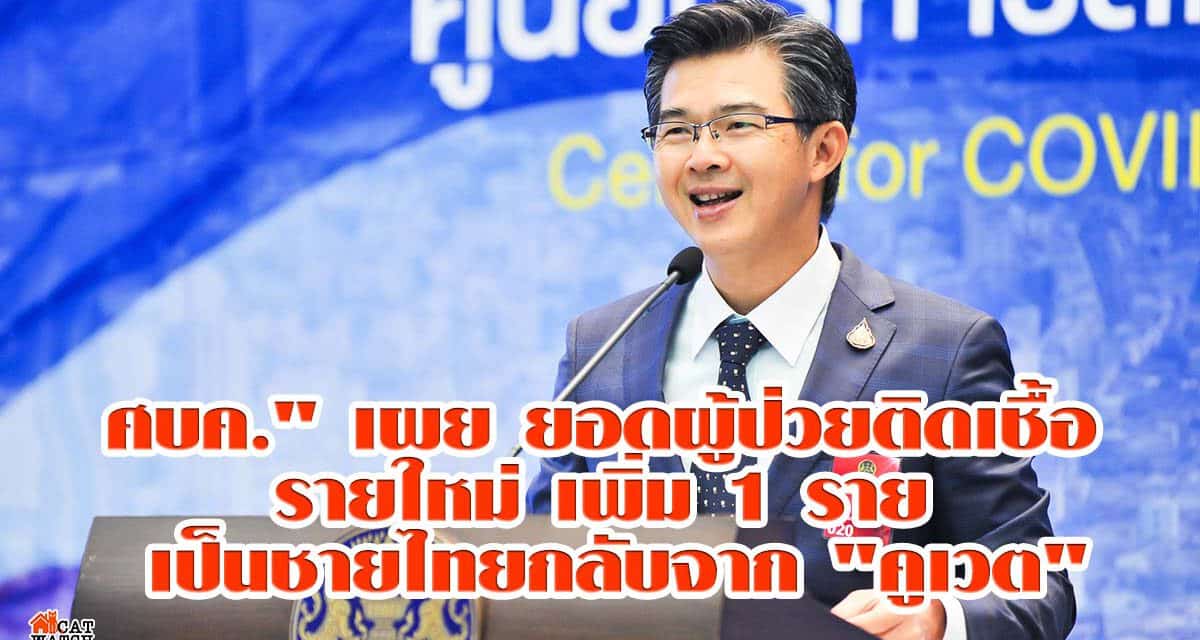 ศบค.” เผย ยอดผู้ป่วยติดเชื้อ “โควิด-19” รายใหม่ เพิ่ม 1 ราย เป็นชายไทยกลับจาก “คูเวต” รวมสะสม 3,102 ราย ไร้ดับเพิ่ม