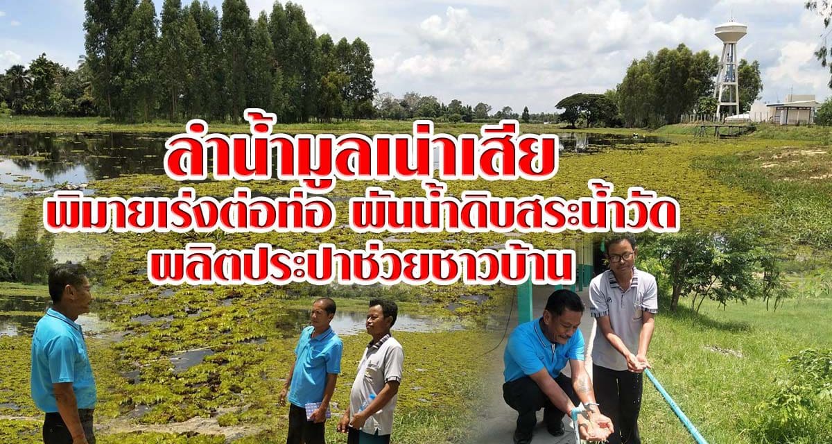 ลำน้ำมูลเน่าเสีย อำเภอพิมายเร่งต่อท่อผันน้ำดิบสระน้ำวัด ผลิตประปาช่วยชาวบ้าน