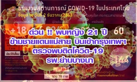 ด่วน !! พบหญิง 21 ปี ข้ามชายแดนแม่สาย บินเข้ากรุงเทพฯ ตรวจพบติดโควิด-19 รพ.ย่านบางนา