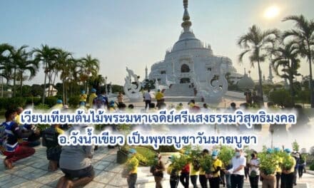 เวียนเทียนต้นไม้พระมหาเจดีย์ศรีแสงธรรมวิสุทธิมงคล อ.วังน้ำเขียว เป็นพุทธบูชาวันมาฆบูชา