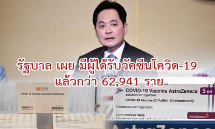 รัฐบาล เผย มีผู้ได้รับวัคซีนโควิด-19 แล้วกว่า 62,941 ราย
