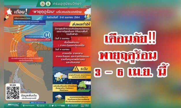 เตือนภัย‼️พายุฤดูร้อน 3 – 6 เม.ย. นี้