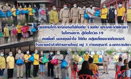 ศูนย์ฅนโคราชรักจริงไม่ทิ้งกัน ร่วมกับ พรรคชาติพัฒนา ในโครงการ สู้ภัยโควิด-19  ลงพื้นที่่​ มอบถุง​น้ำใจ​ ให้กับ​ กลุ่มเสี่ยงจากคัตเตอร์ โรงงานเจ้าสัวที่บ้านยางใหญ่​ หมู่​ 3​ ตำบล​สุร​นารี​ จ.นครราชสีมา