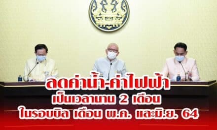 ครม.มีมติห็นชอบมาตรการเยียวยาโค ลดค่าน้ำ-ค่าไฟฟ้า เป็นเวลานาน 2 เดือน ในรอบบิล เดือน พ.ค. และมิ.ย. 64