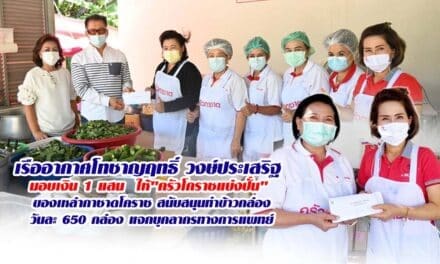 เรืออากาศโทชาญฤทธิ์ วงษ์ประเสริฐ มอบเงิน 1 แสน  ให้”ครัวโคราชแบ่งปั่น” ของเหล่ากาชาดโคราช สนับสนุนทำข้าวกล่องวันละ 650 กล่อง แจกบุคลากรทางการแพทย์