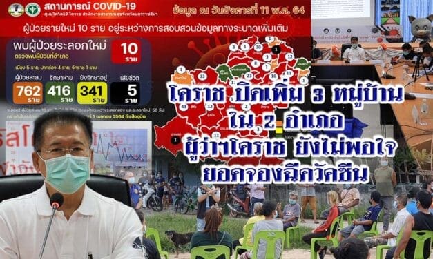 โคราช ปิดเพิ่ม3หมู่บ้านใน2อำเภอ ผู้ว่ายังไม่พอใจยอดจองฉีดวัคซีน