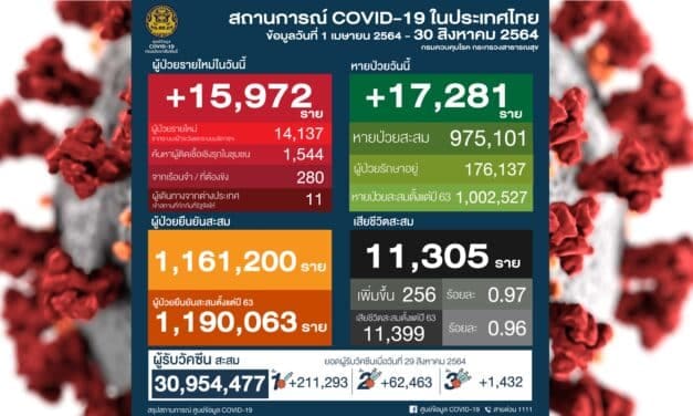 โควิด วันนี้ หายป่วยมากกว่า 17,000 ราย ติดเชื้อเพิ่มเกิน 15,000 ราย เสียชีวิตยังสูง 256 ราย