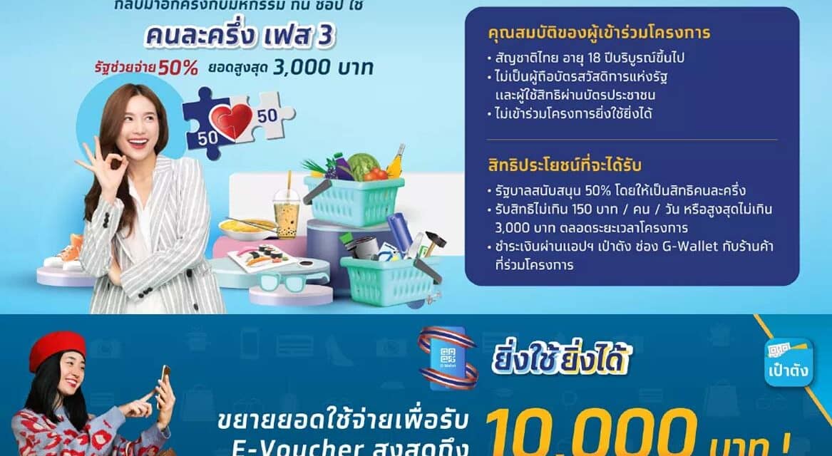 “คนละครึ่งเฟส 3-ยิ่งใช้ยิ่งได้” ดีเดย์ เชื่อมต่อ Delivery เริ่ม ต.ค.นี้