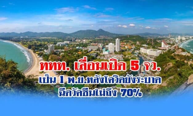 ททท. เลื่อนเปิด 5จว. เป็น 1 พย. หลังโควิดยังระบาด-ฉีดวัคซีนไม่ถึง 70%