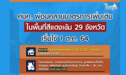 ศบค. ผ่อนคลายมาตรการเพิ่มเติมในพื้นที่สีแดงเข้ม เริ่ม 1 ต.ค. 64