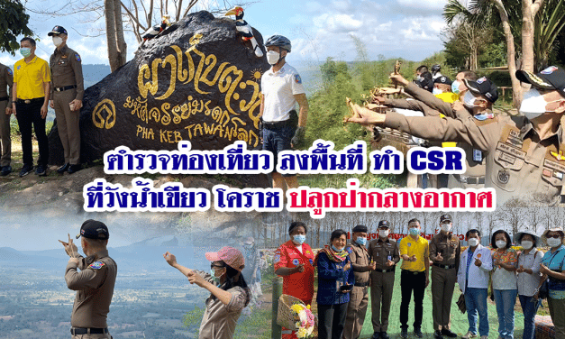 ตำรวจท่องเที่ยว ลงพื้นที่ ทำ CSR ที่วังน้ำเขียว โคราช ปลูกป่ากลางอากาศ
