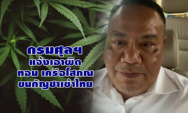 กรมศุลฯ แจ้งเอาผิด ทอม เครือโสภณ ขนกัญชาเข้าไทย ดันแจ้งเป็นเหล็ก