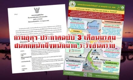 กรมอุตุฯ ประกาศฉบับ3 เตือนมรสุม ฝนตกหนักถึงหนักมาก ระวังอันตราย