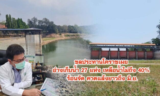 ชลประทานโคราชเผย อ่างเก็บน้ำ 27 แห่ง เหลือน้ำไม่ถึง 40% คาดแล้งยาวถึง มิ.ย.