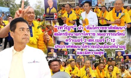 เทวัญฯ นำทีมโคราชชาติพัฒนาสมัครชิงนายกฯโคราช หมอวรรณรัตน์ คว้าเบอร์ 2 สท.เบอร์ 7-12 ประกาศพัฒนาโคราชเป็นเมืองที่น่าอยู่และมีความสุข