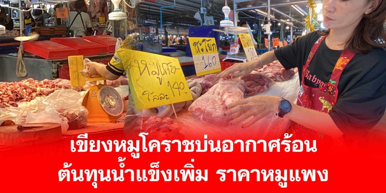 แม่ค้าเขียงหมูโคราชบ่นอุ อากาศร้อนต้นทุนน้ำแข็งเพิ่ม ซ้ำราคาหมูแพง
