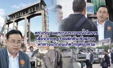 ดร.อรัญ เผยระบบระบายน้ำโคราชเสี่ยงวิกฤต เร่งผลักดันเข้าสภาฯ หาทางแก้ก่อนเกิดวิกฤตน้ำท่วม