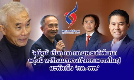 สุวัจน์ เรียกถก กก.บห.ชาติพัฒนา พรุ่งนี้ หารือแนวทางย้ายซบพรรคใหญ่ สะพัดเล็ง ‘ภท.-พท.“